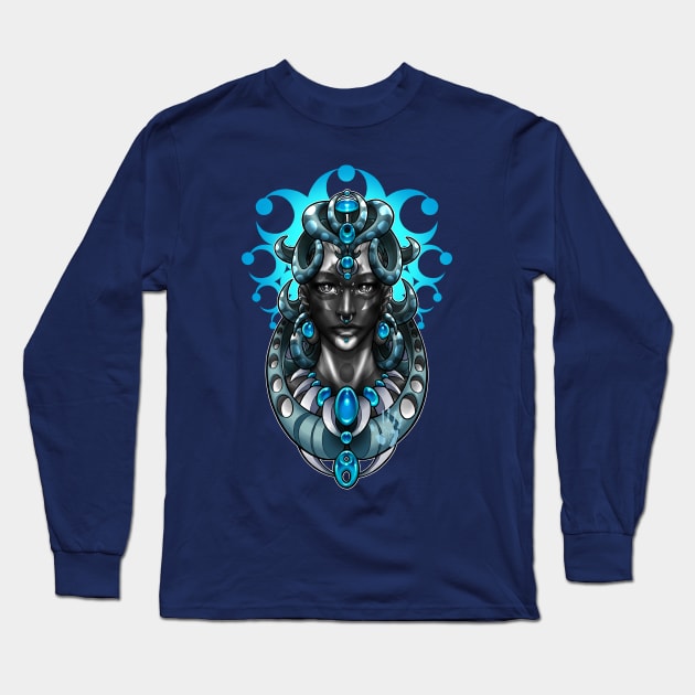 Moon Priestess Digital Design Long Sleeve T-Shirt by Tranquileyez